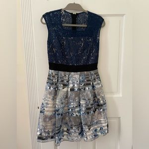 Noir Sachin & Babi Silver and Royal Blue Short Dress